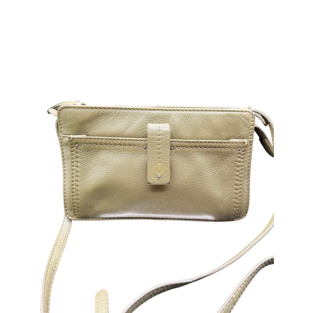 Lucky Brand Olive Green Leather Crossbody Wallet Bag Organizer